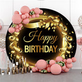 Golden Ring Blatt Glücklich Geburtstag Runden Hintergrund Für Party